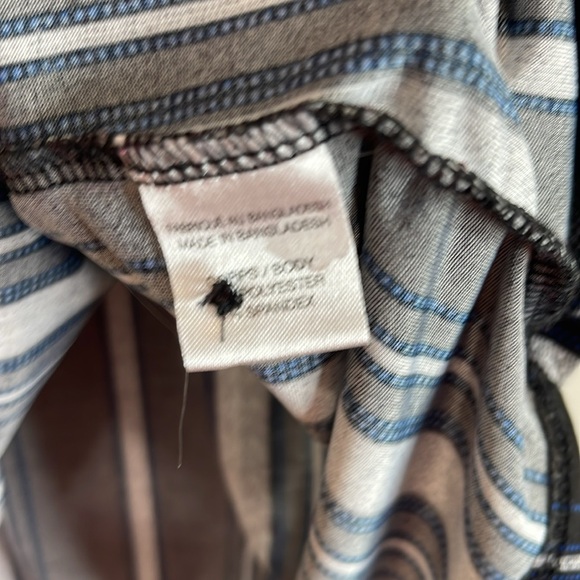 Lily Morgan Striped Top Black White Blue Cap Sleeve Grommet Details Boatneck 1X - Picture 9 of 12